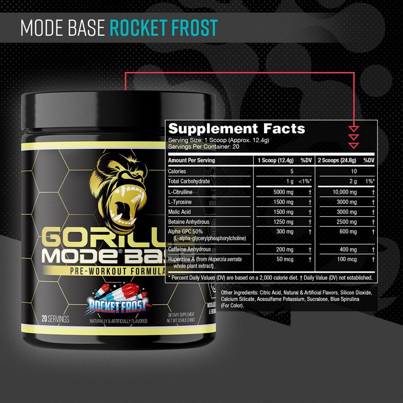 Gorilla Mode Base Supplement Facts — tabla de ingredientes oficial